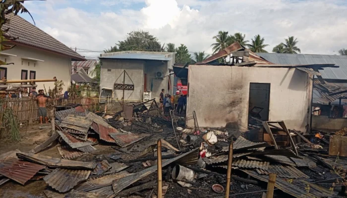 Ditinggal Beli Obat, Dua Rumah di Telaga Ludes Terbakar