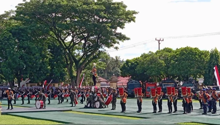 Aksi Drum Band Otanaha Polda Gorontalo Warnai HUT Bhayangkara ke-79