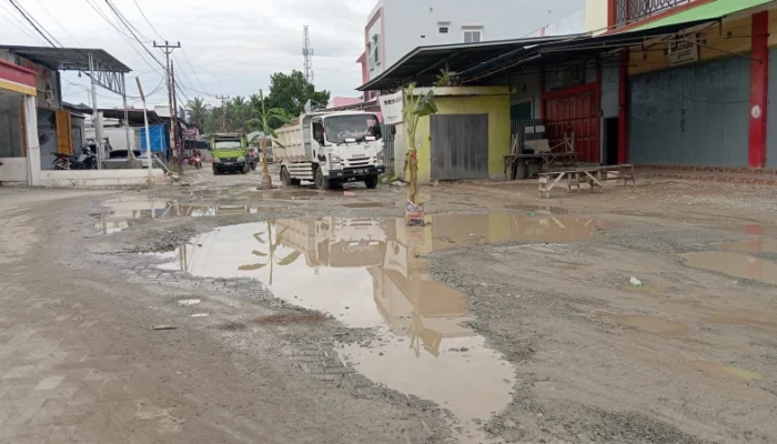 Protes Jalan Rusak, Warga Telaga Tanam Pohon Pisang di Kubangan