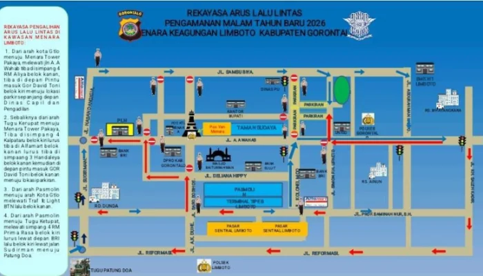 Hindari Macet, Simak Rekayasa Arus Lalu Lintas Saat Malam Pergantian Tahun di Limboto