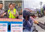 Humanis dan Edukatif, Satlantas Polres Gorontalo Bagi Cokelat untuk Pengendara Tertib